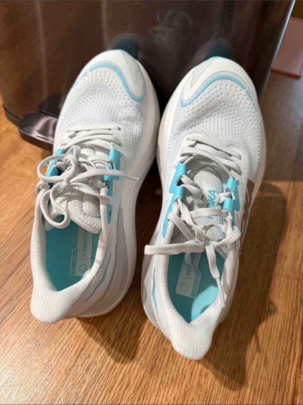Hoka Women's White & Aqua Running Shoes
